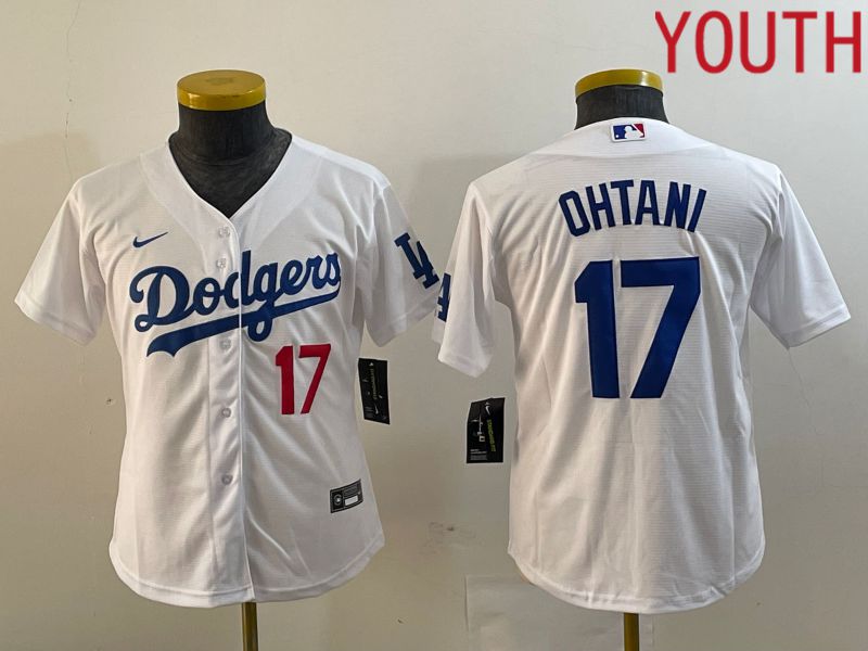 Youth Los Angeles Dodgers 17 Ohtani White Nike Game MLB Jersey style 2